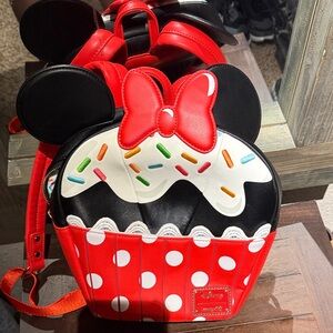Loungefly Red and Black Minnie Mouse Cupcake Backpack